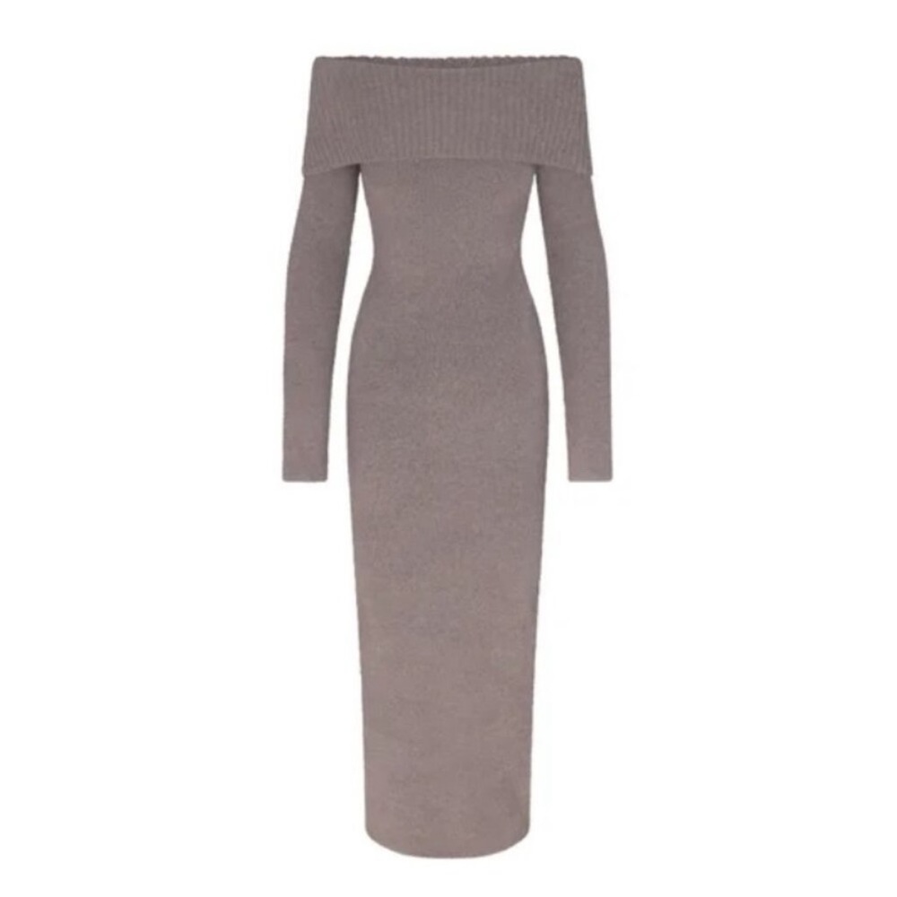 NWT SKIMS Cozy Knit Off-Shoulder Dress XS